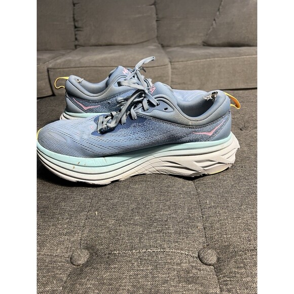 Hoka One One Bondi 8 Running Shoes Mens Size 11 Blue Pink Yellow 1123202 - Picture 4 of 8